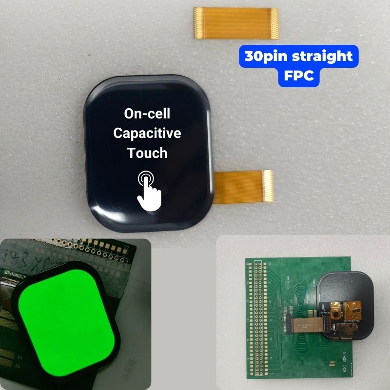 TOH204XVT-01CG 2.04 inch Touch AMOLED Display, with Cover Glass, 368x448, QSPIMIPI